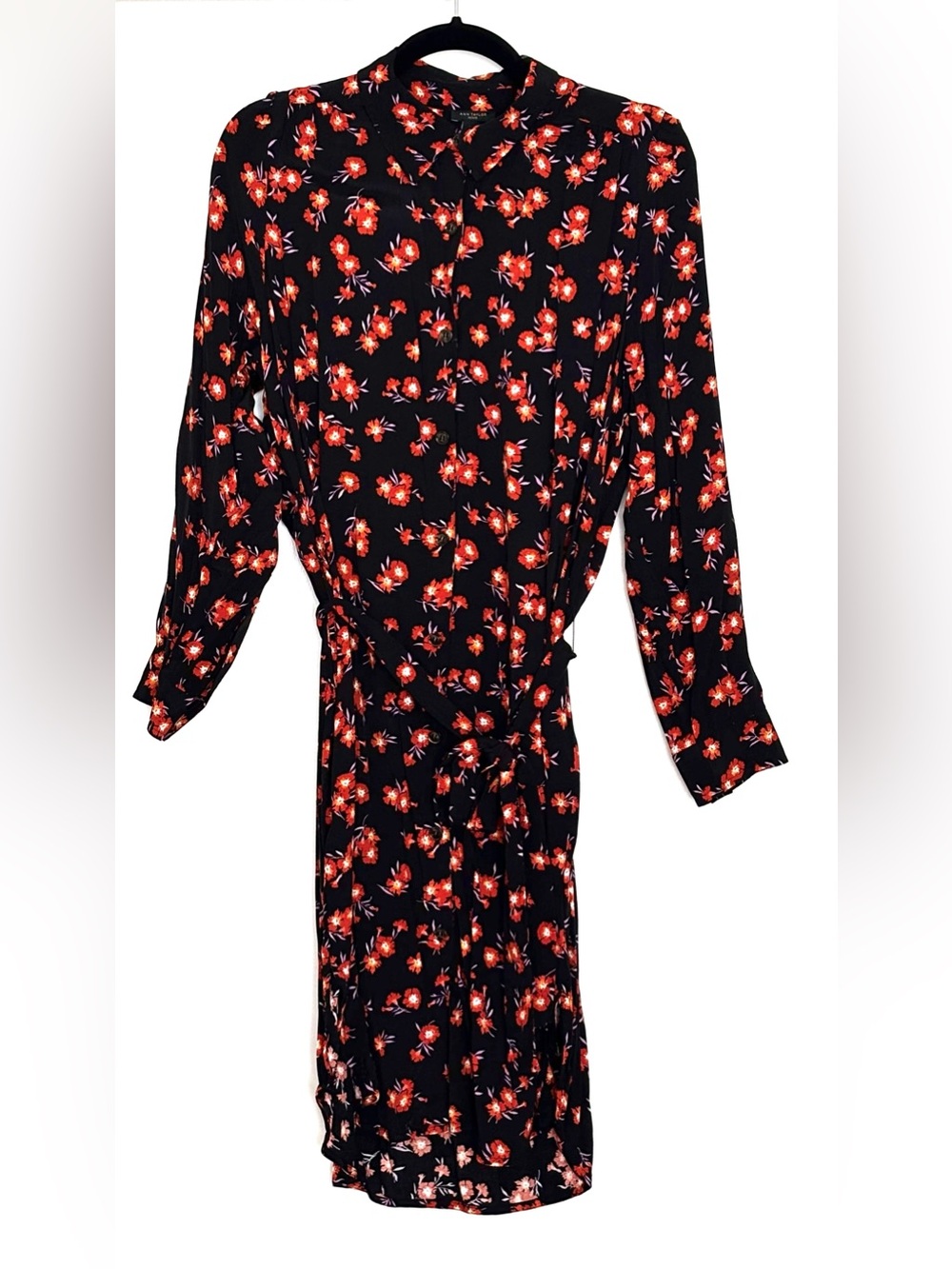 Ann Taylor Floral Belted Shirtdress Size LP Petite